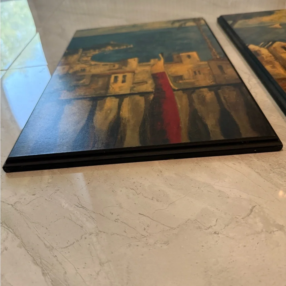 Z Gallerie Wooden Coastal Prints - Blue and Gold Tones Didier Lourenco